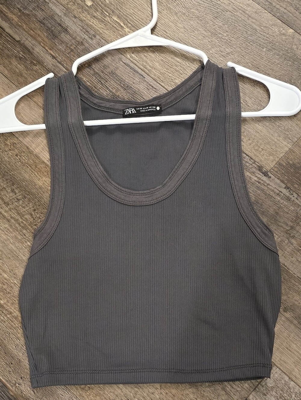 ZARA Charcoal Ribbed Crop Tank Top Size S